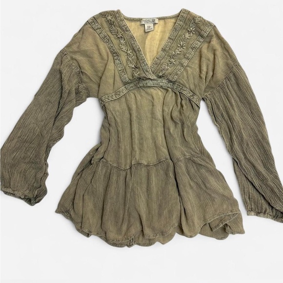 Rachel Zoe Khaki Embroidered Blouse - Picture 1 of 3